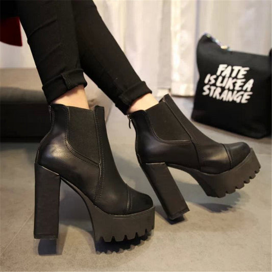 2014 autumn and winter short boots with thick heel ultra high heels platform boots martin boots fashion boots