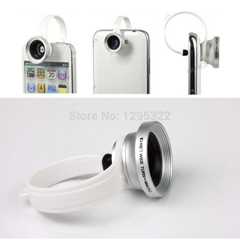 2 in 1 Universal Clip-On 0.67X Wide Angle + 180 Degree Macro Mobile Phone Lens For iPhone 4 5 Samsung Galaxy S4 S5 HTC GU30W