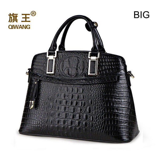 Qiwang Classic Crocodile Women Bag Big Brand Luxury Elegant Top-handle Bags Fashion - Shopy Max
