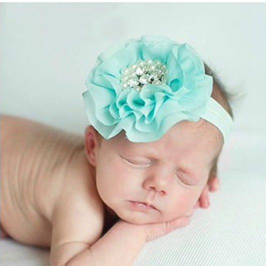 16Clrs New Fashion Hot children kids Baby girls pearl diamond chiffon flower Headband - Shopy Max