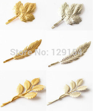 New Hair Jewelry Maple Leaf Hairpins Gold Silver Hairpin Acessorios Para Cabelo Women