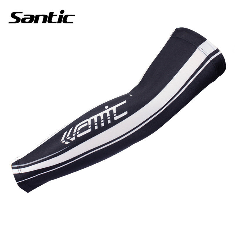 Santic Black Cycling  Arm Warmers Running Basketball for Men Polyamide Material Sun Protection Breathable Arm Warmers C08009H - Shopy Max