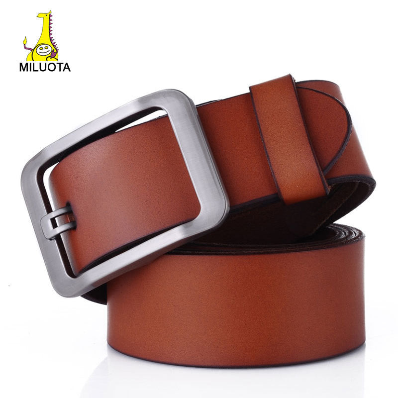 [MILUOTA] 2016 100% Genuine Leather belts for men High quality metal pin