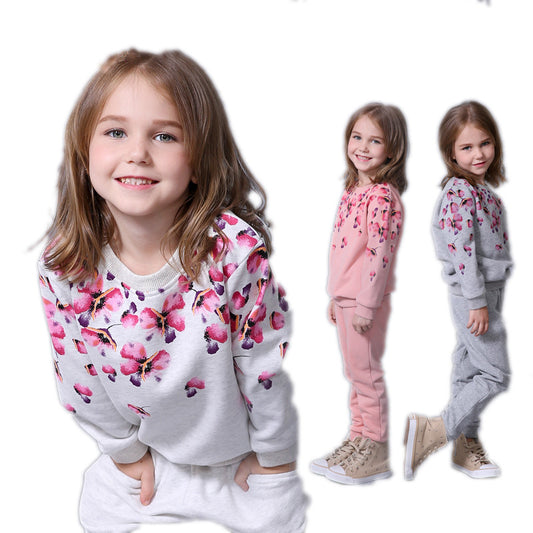 Spring autumn girls clothing set floral printed kids suit set casual two-piece sport suit for girl tracksuit children clothing - Shopy Max