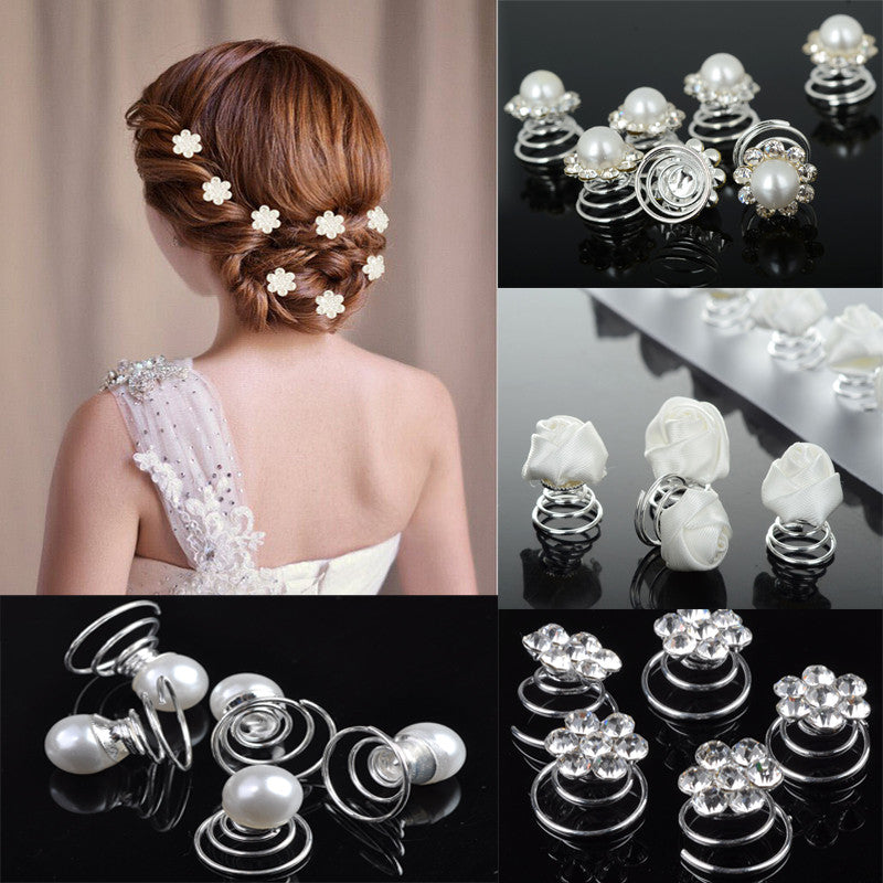 12pcs Princess Crystal Rhinestone Flower Pearl Hair - Shopy Max