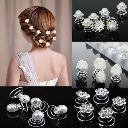 12pcs Princess Crystal Rhinestone Flower Pearl Hair - Shopy Max