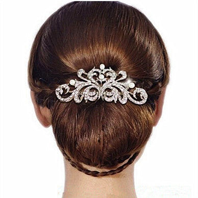 New Design Pearl Bridal Hair Jewelry Charm Silver Plated Crystal Hair Combs Hairpin Wedding - Shopy Max