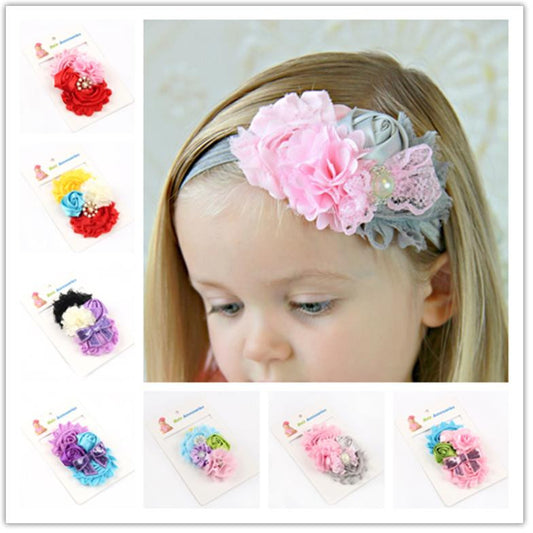 retail new 2014 handwork  pearl 7 styles mix 4 flower baby Headband Wide - Shopy Max