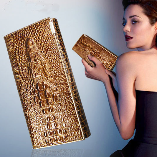 Women Wallet Female 2016 Coin Purses Holders Brand Genuine Leather 3D Embossing Alligator