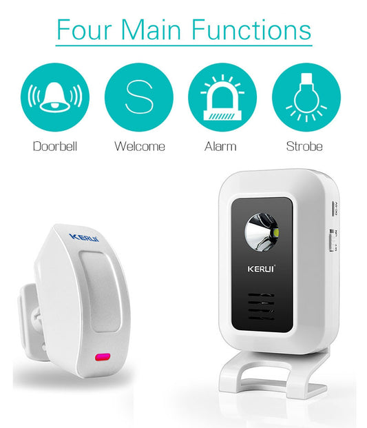 KERUI Welcome device Shop Store Home Welcome Chime Wireless Infrared IR Motion Sensor Door bell Alarm Entry Doorbell Reach 150m - Shopy Max