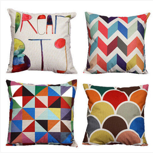 Geometry Colorful Home Throw Pillow Cases Waist Pillowcases Pillowcase H3193 - Shopy Max