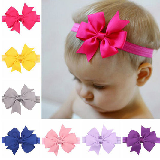 20PCS/LOT Girl Hair Bow Headband DIY Grosgrain Ribbon Bow Elastic Hair Bands - Shopy Max