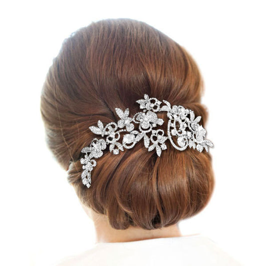 BELLA Brand New Cubic Zirconia Flower Bridal Wedding Hair Comb Gold & Silver & Rose Gold Plated