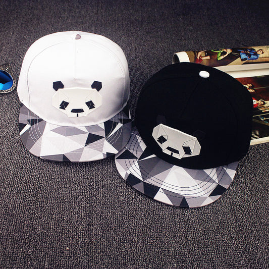 Fashion Panda plastic Black and white grid flat cap Hip hop hat #FM1011 - Shopy Max