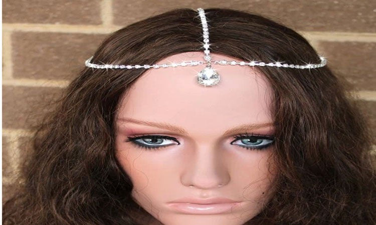 2016 Fashion Jewelry Women Crystal Gold Hair Accessories Silver Water Pendant Rhinestone Head