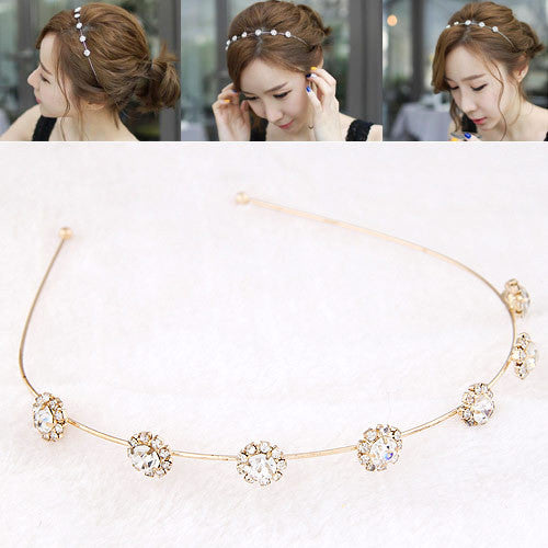 Fashion 2016 Fine Head Jewelry Gold Plated Flower Stone Hairbands Head band Wedding Hairwear