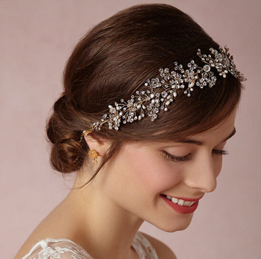 wedding romantic crystal rhinestone flower handmade hairband bride high quality