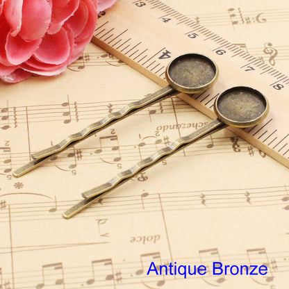 12mm Inner Size Metal Hairpins Blank Cabochon Hairpins Hair Snap - Shopy Max