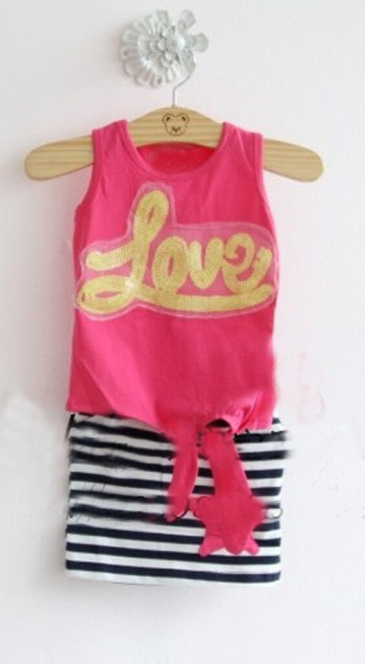 New casual 2016 cartoon T-shirt + skirt girls clothing sets children clothing girls clothes