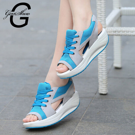 Ladies Platform Sandales Sandalias Summer New Fish Head Sandals Women's Shoes Slope With Platform Muffin X738