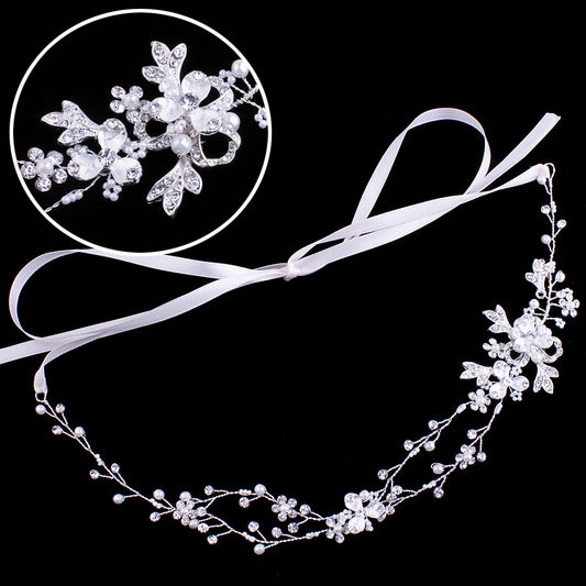 Elegant Luxurious Gold & Silver Plated Stretchable Crystal Pearl Headband Bridal Hair