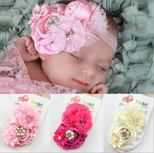 Retail Fashion  Infant Toddler Baby Headbands girl flower with rhinestone - Shopy Max