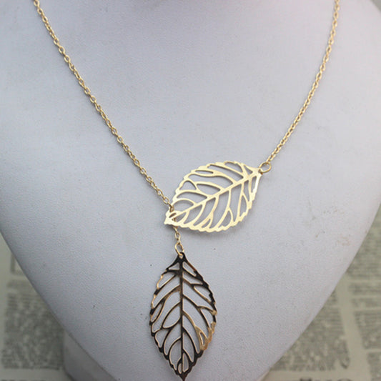 Fashion Double Leaf Necklace
