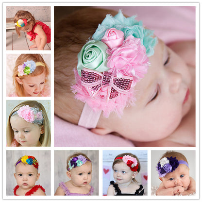 1 piece new2014  fashion newborn infant  baby flower headband children hair bows girl kids hair accessories - Shopy Max