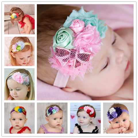 1 piece new2014  fashion newborn infant  baby flower headband children hair bows girl kids hair accessories