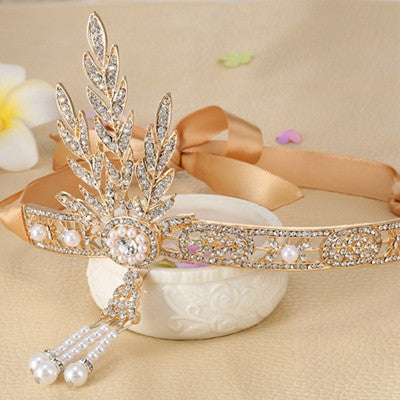 1pc Bridal Great Gatsby 1920s Hair Band Vintage Style Alloy Headpiece Pearls Charleston Party - Shopy Max