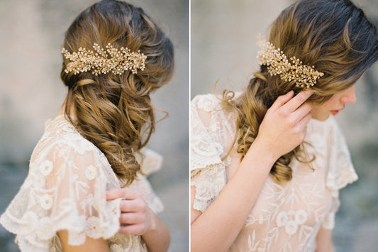 E15122903 New Austria Crystal Bridal Wedding Tiara Handmade Flower Cream Imitate Pearl Hair