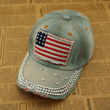 Hot Adjustable Sport Hat Fashion Jeans Accessories Rhinestones American edition Women Baseball Caps H010