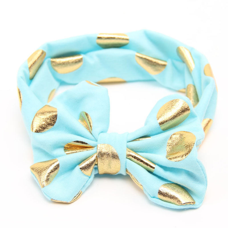 Gold Baby Headband Messy Bow Baby Head wraps Big Bow Baby Headband Head Wrap Newborn Infant Photo Prop Hair Accessories - Shopy Max