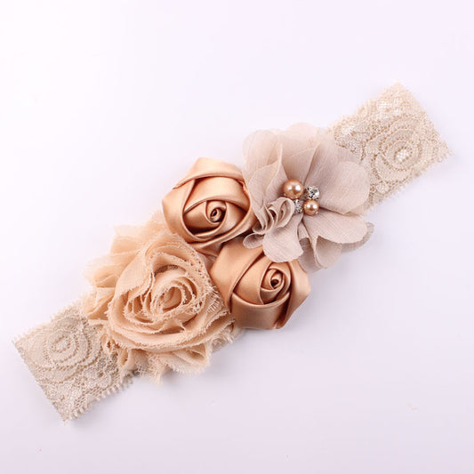 Shabby Lace Baby Headband Chic Flower Girls Headband Hair Bow Flower Headband - Shopy Max