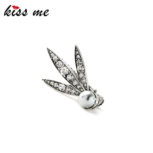 Online Store Unique Silver Color Set Crystal Leaves Barrettes Lady Hair - Shopy Max