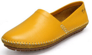 genuine leather shoes casual fashion moccasins female spring and autumn women's  flat single casual flat heel shoes lazy driving - Shopy Max