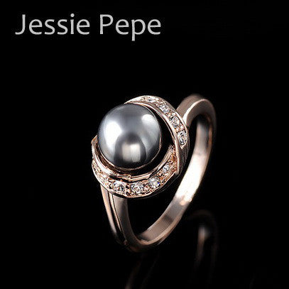 Jessie Pepe Italina Simulated Pearl Like Ring Anel 18K Rose Gold Plated Party Jewelry Top Quality#JP93137 In 2 Colour - Shopy Max