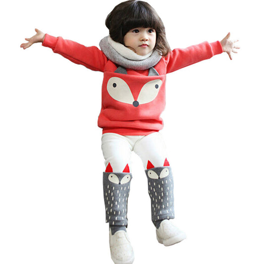 Autumn winter Baby Girls Clothing set Lovely Children's Clothing 2PCS Thick - Shopy Max