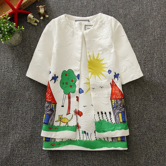 Kids Clothes Girls Clothing Sets 2016 Spring Children Clothing Set Brand Graffiti Print Girls Sets Kids Tracksuit(Dress+ Coat) - Shopy Max