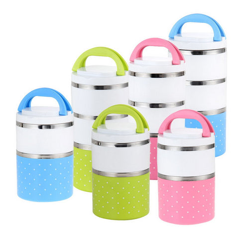 Free Shipping Dots Stainless Steel Lunch Box Insulation Bento Lunch Box Food Container NVIE
