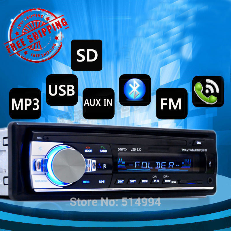 New arrival!car radio player Support BLUETOOTH answer hang up the phone USB SD AUX IN 12V 1 din audio stereo mp3 free shipping