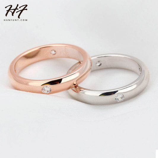 Top Quality Simple CZ Diamond Lovers Ring 18K Rose Plated Jewelry Austrian Crystals Full Sizes Wholesale R241 R242 - Shopy Max