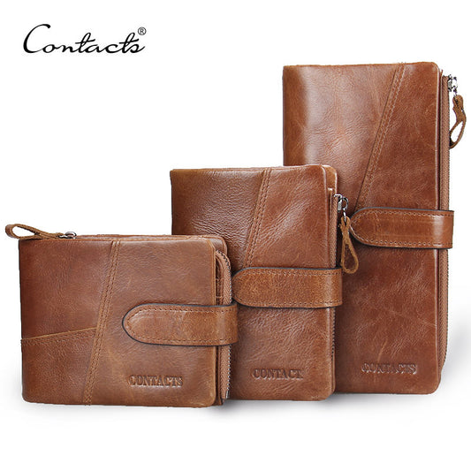 Classical Retro luxury Genuine Leather Women Men Wallets High Quality