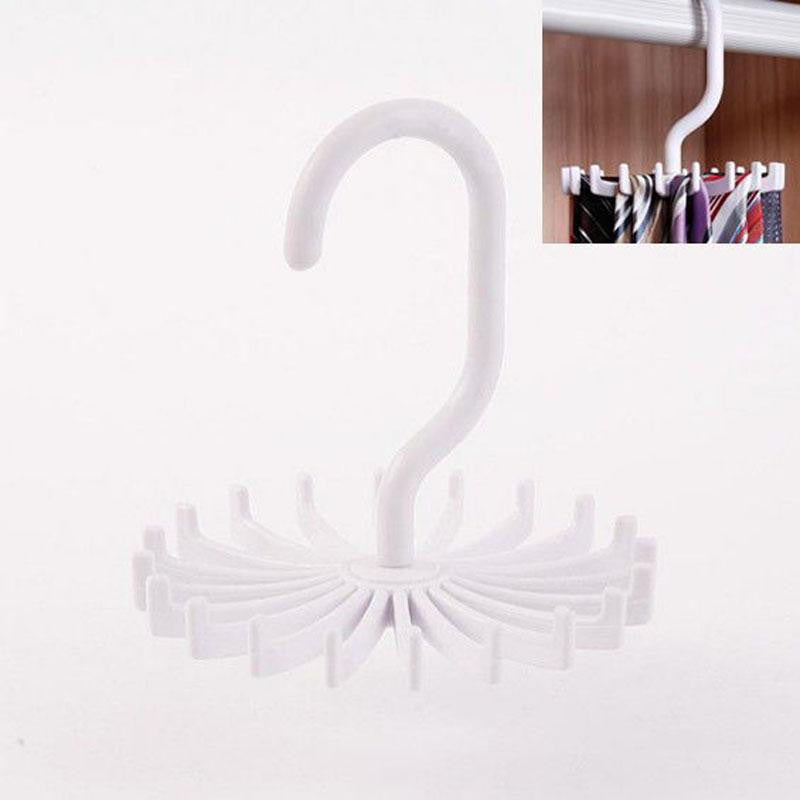 Feitong White Rotating Tie Scarf Scarfs Rack Adjustable Hanger Holds Holders 20 Neck Ties Organizer Hang Tool