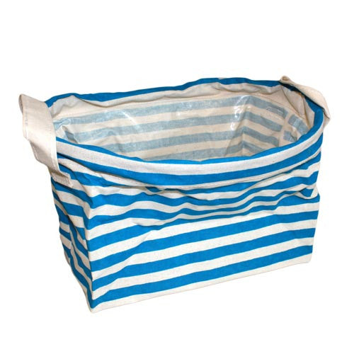 Reinforced Cotton Basket - Turquoise Stripes - Shopy Max