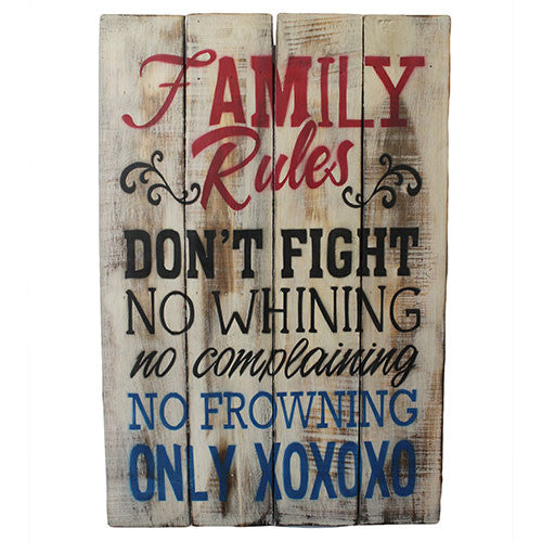 Rough Wooden Sign - Family Rules - Shopy Max