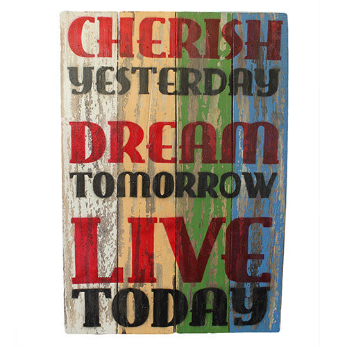 Rough Wooden Sign - Cherish Dream Live - Shopy Max