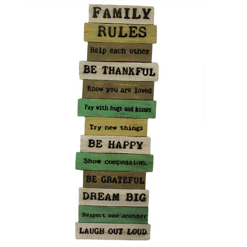 Rough Wooden Signs - Big Family Rules - Shopy Max