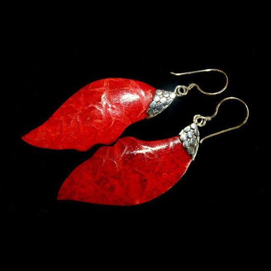 Leaf Drop Coral Earrings - Shopy Max