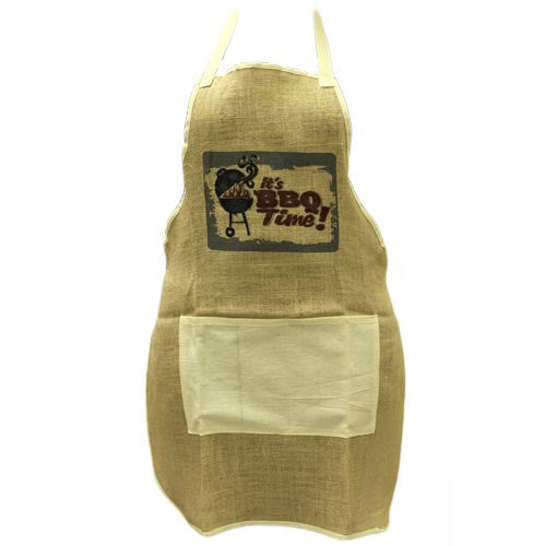 Soft Jute Apron - BBQ TIME - Shopy Max